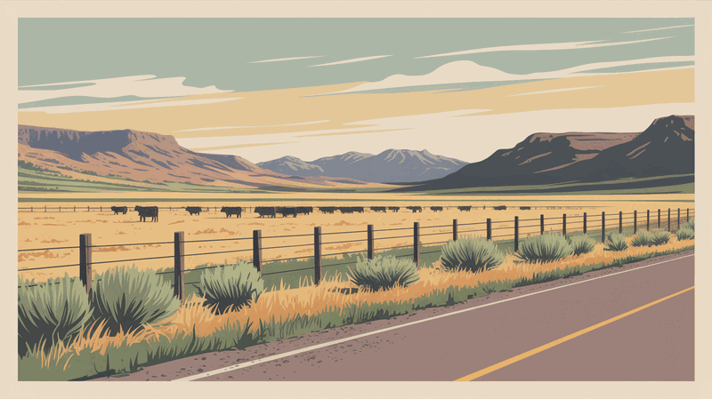 Illustration of high desert landscape near Twin Falls, Idaho