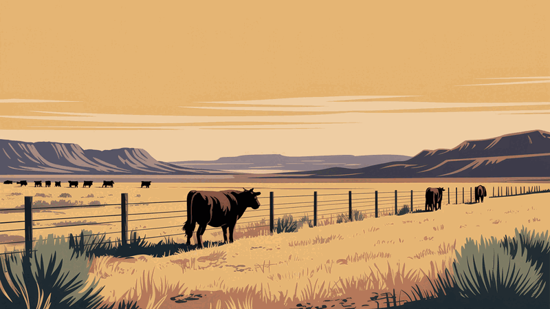 Illustration of farmland and canyon country near Twin Falls, Idaho